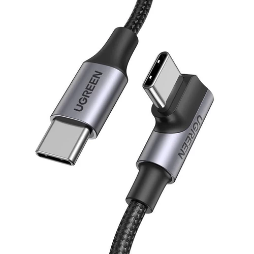 Usb-c Pd Qc 100w 5a Kampinis 1 M Ilgio Juodas Kabelis