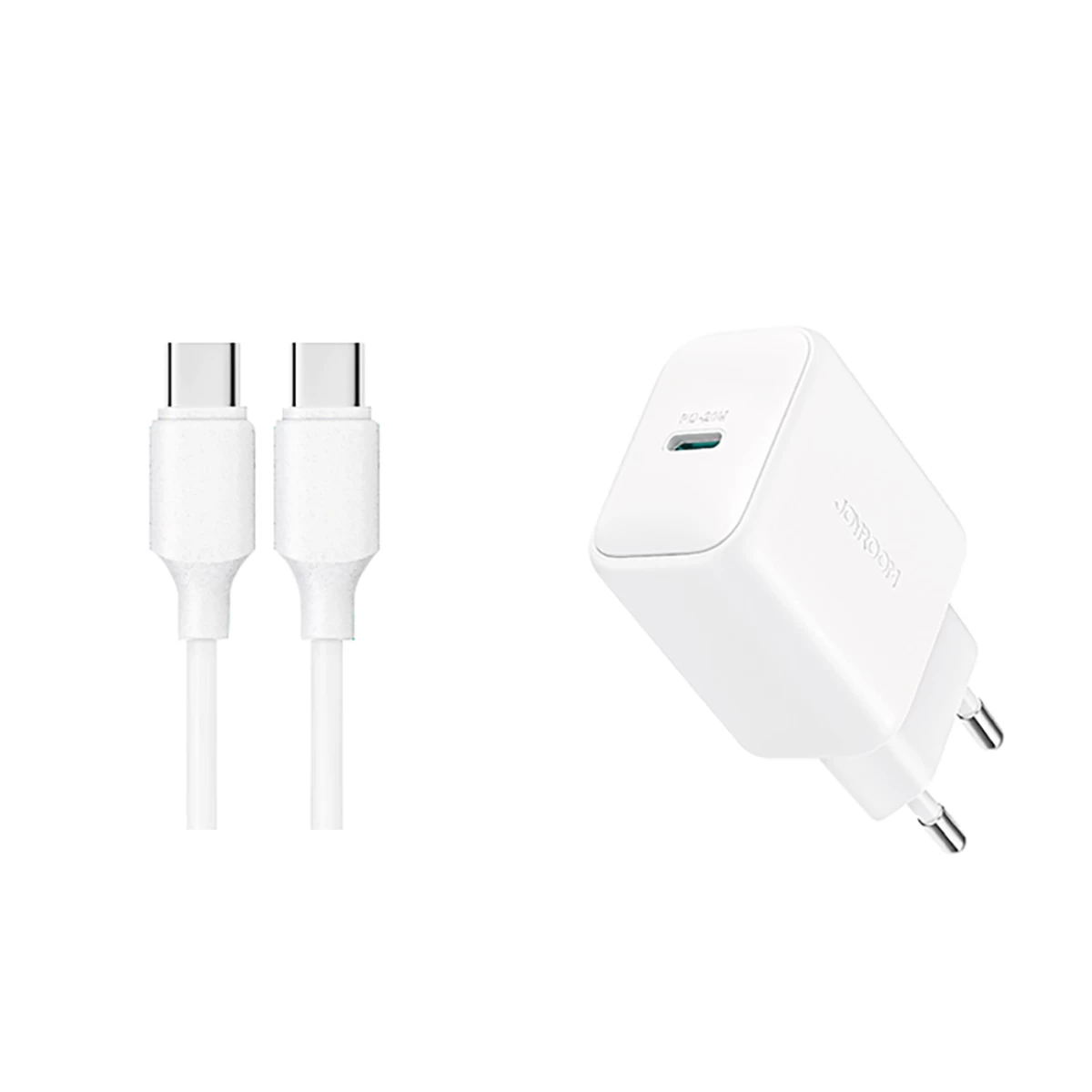 Usb-c Pd Qc 20w Tinklo įkroviklis + Usb-c Kabelis 1 M - Baltas