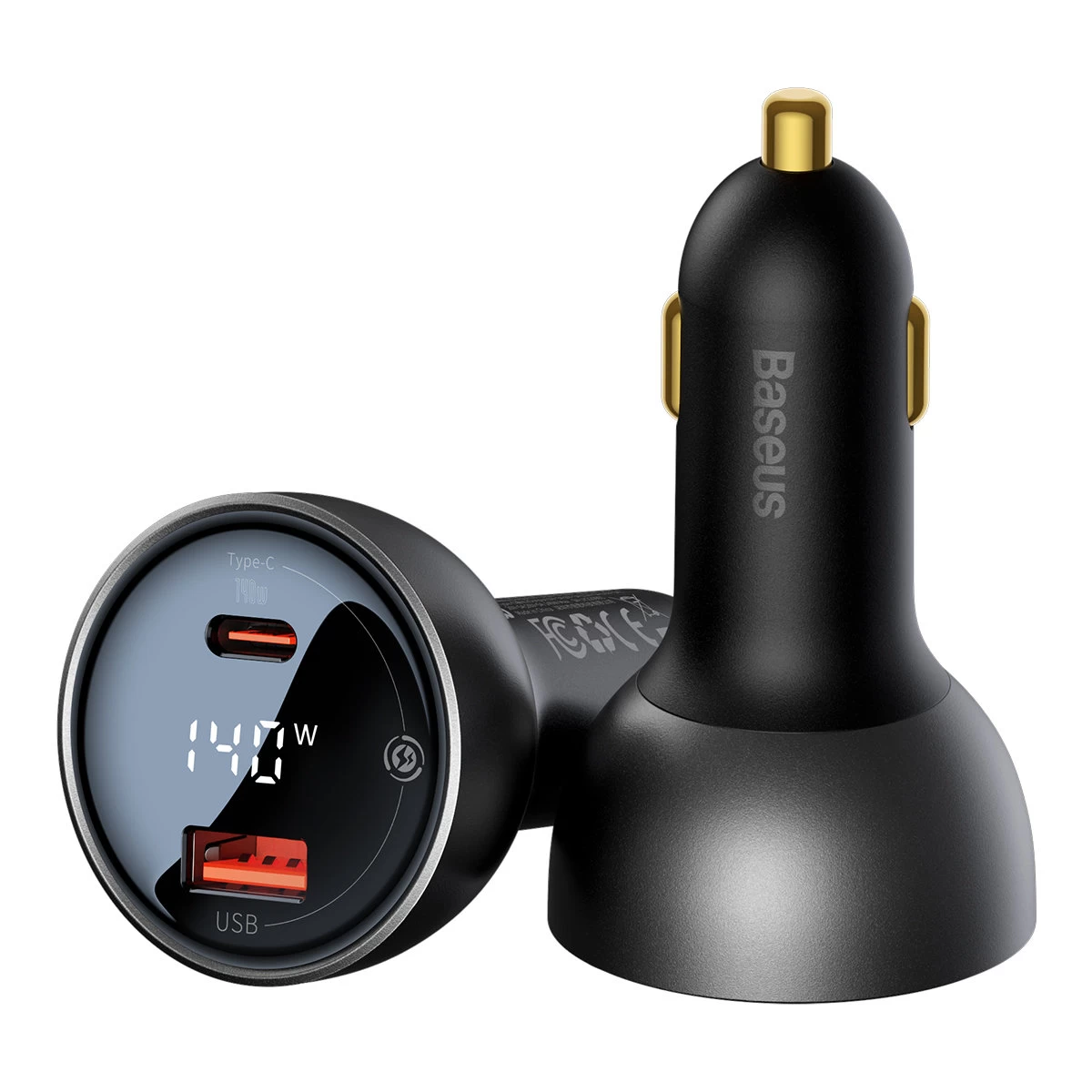 Usb-c Pd3.1 140w Usb-c Automobilinis įkroviklis + Usb-c Kabelis 1 M, Juodas