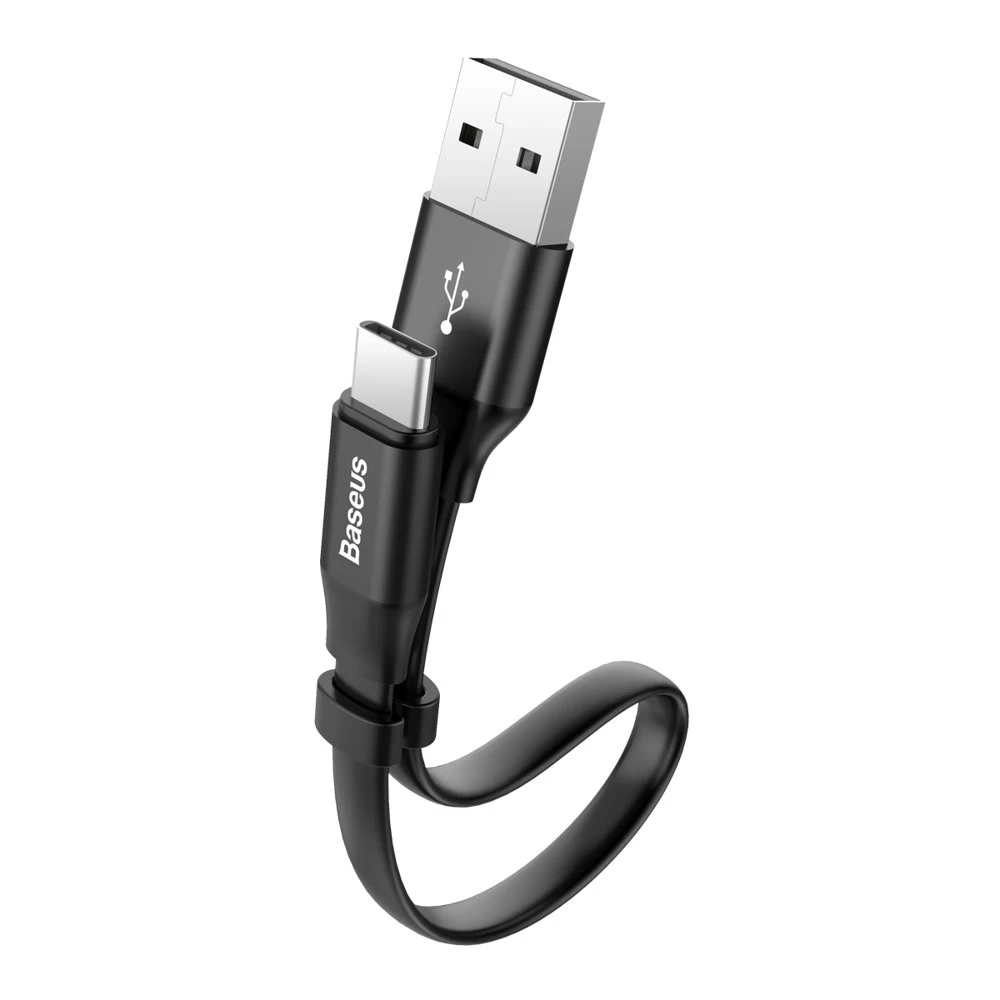 Usb-c Plokščias Kabelis Usb-c Kabelis Su Laikikliu 2a 23cm Juodas