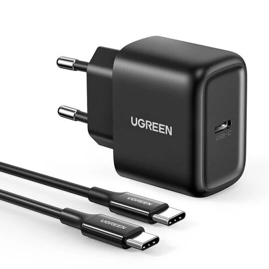 Usb-c Telefono įkroviklis 25w Pd + Usb-c Kabelis 2 M, Juodas
