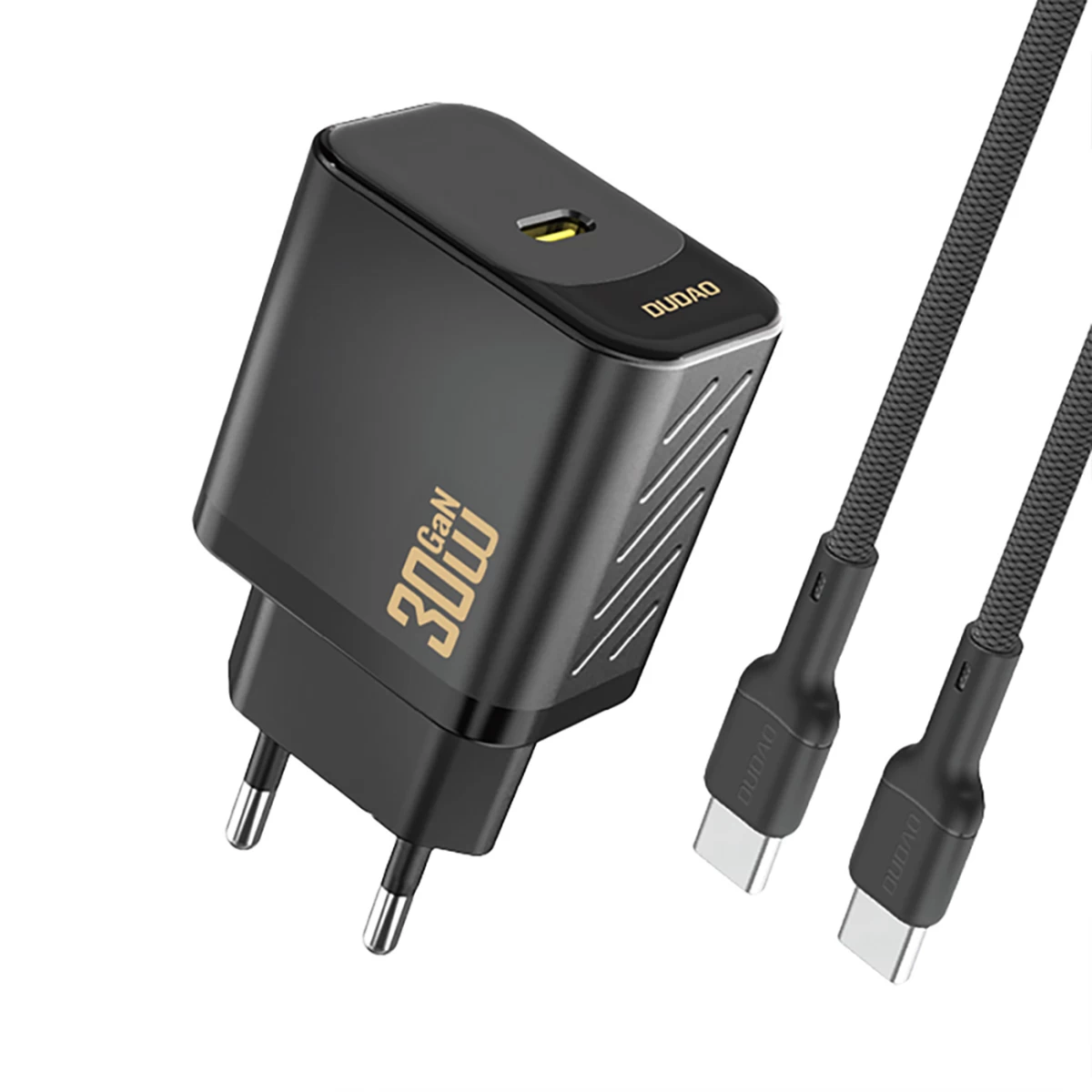 Usb-c Tinklo įkroviklis Su Usb-c Gan Pd 30 W Kabeliu - Juodas