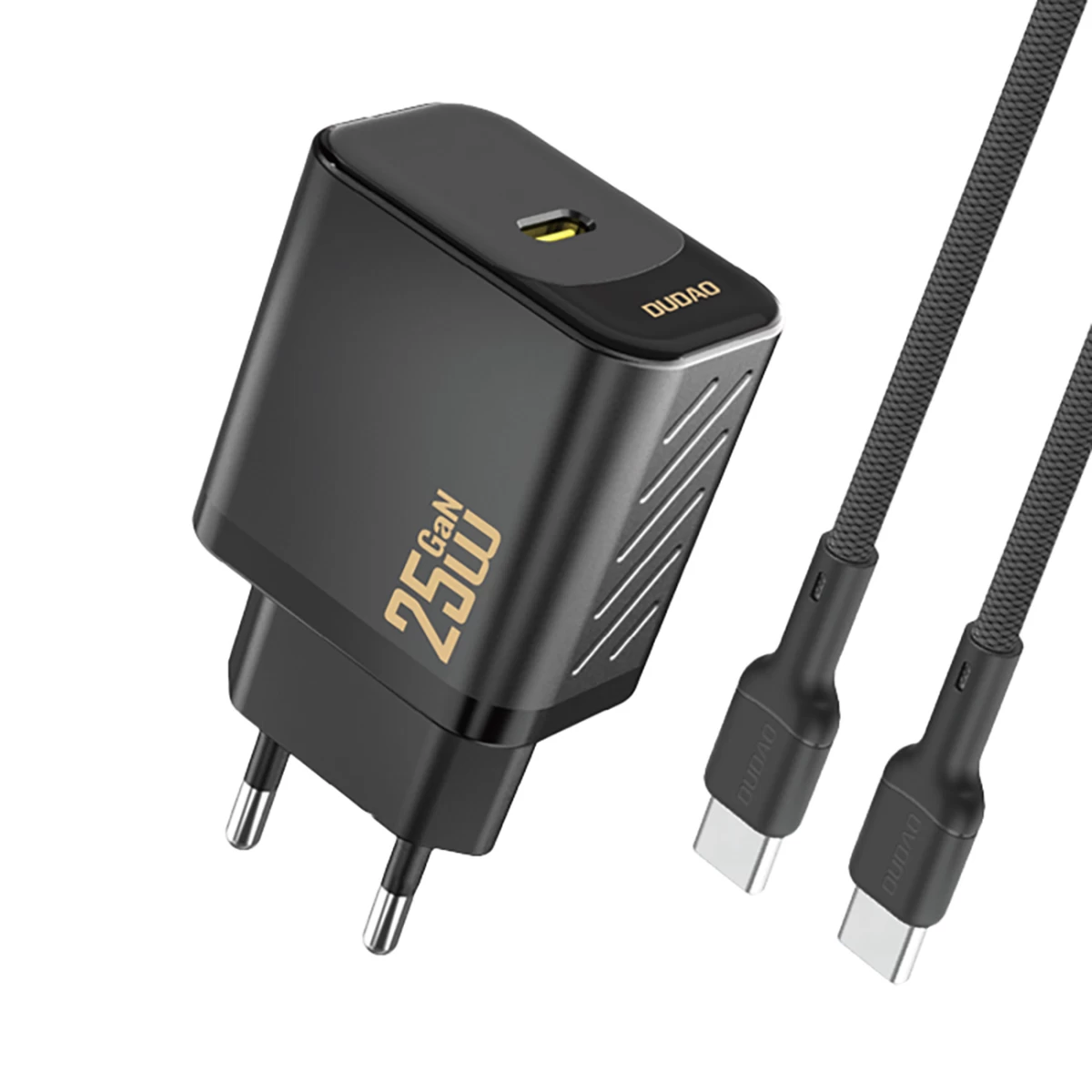 Usb-c Tinklo įkroviklis Su Usb-c Gan Pd Kabeliu 25 W - Juodas