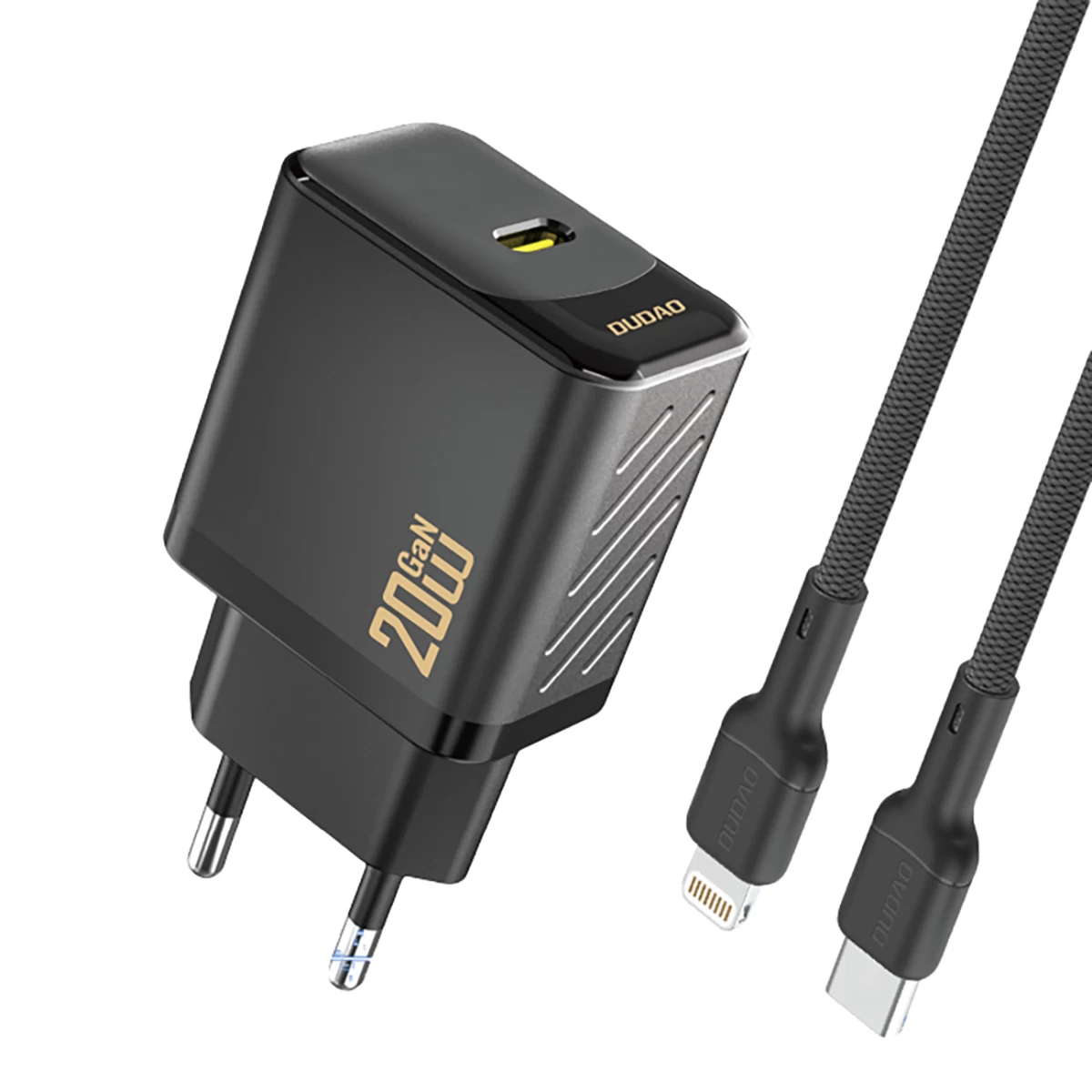 Usb-c Tinklo įkroviklis Su Usb-c Kabeliu - iphone Lightning Gan Pd 20w - Juodas