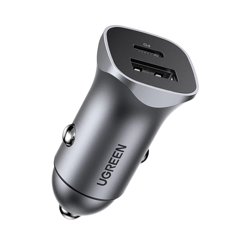 Usb-c Usb 24w Power Delivery Quick Charge Automobilinis įkroviklis Pilkos Spalvos