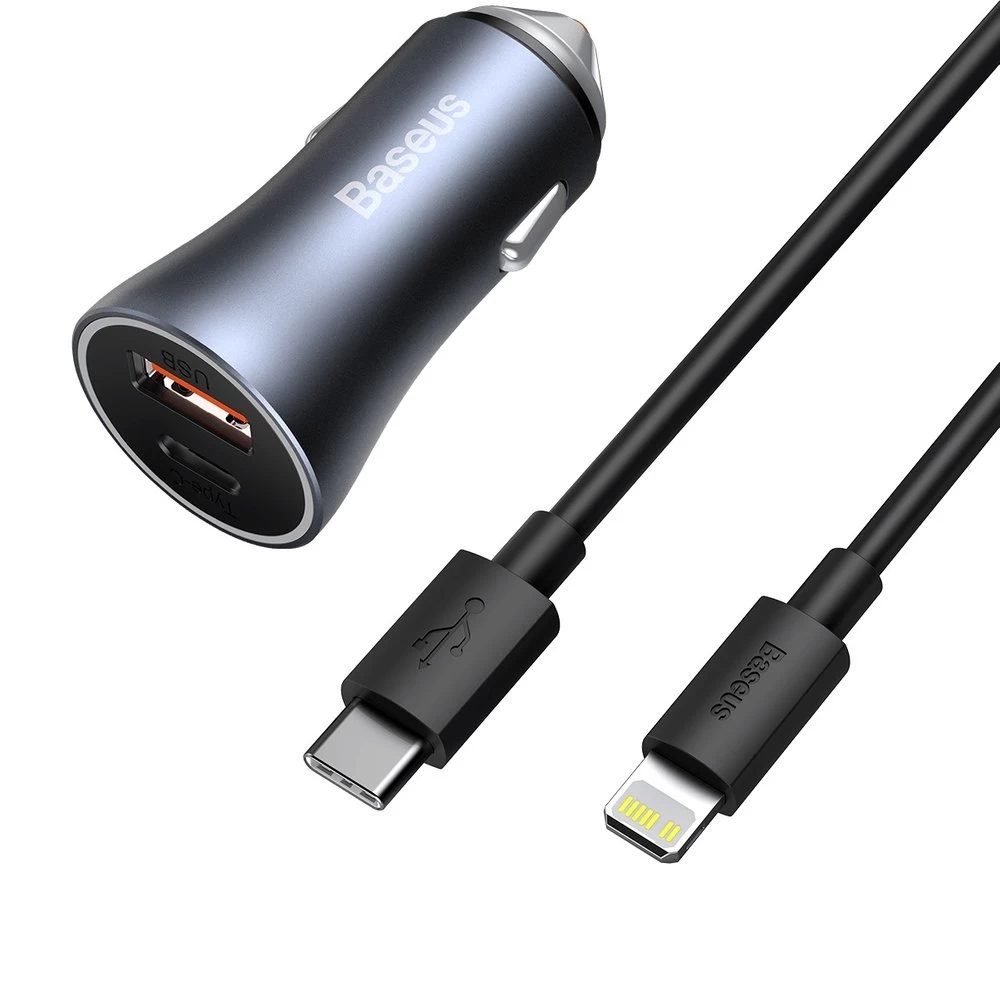 Usb-c Usb 40w Pd Qc Scp Fcp Afc Greitasis Automobilinis įkroviklis + Usb-c - lightning Laidas Pilkos Spalvos Usb-c Usb 40w Pd Qc Scp Fcp Afc Greitasis Automobilinis įkroviklis + Usb-c - lightning Laidas Pilkos Spalvos