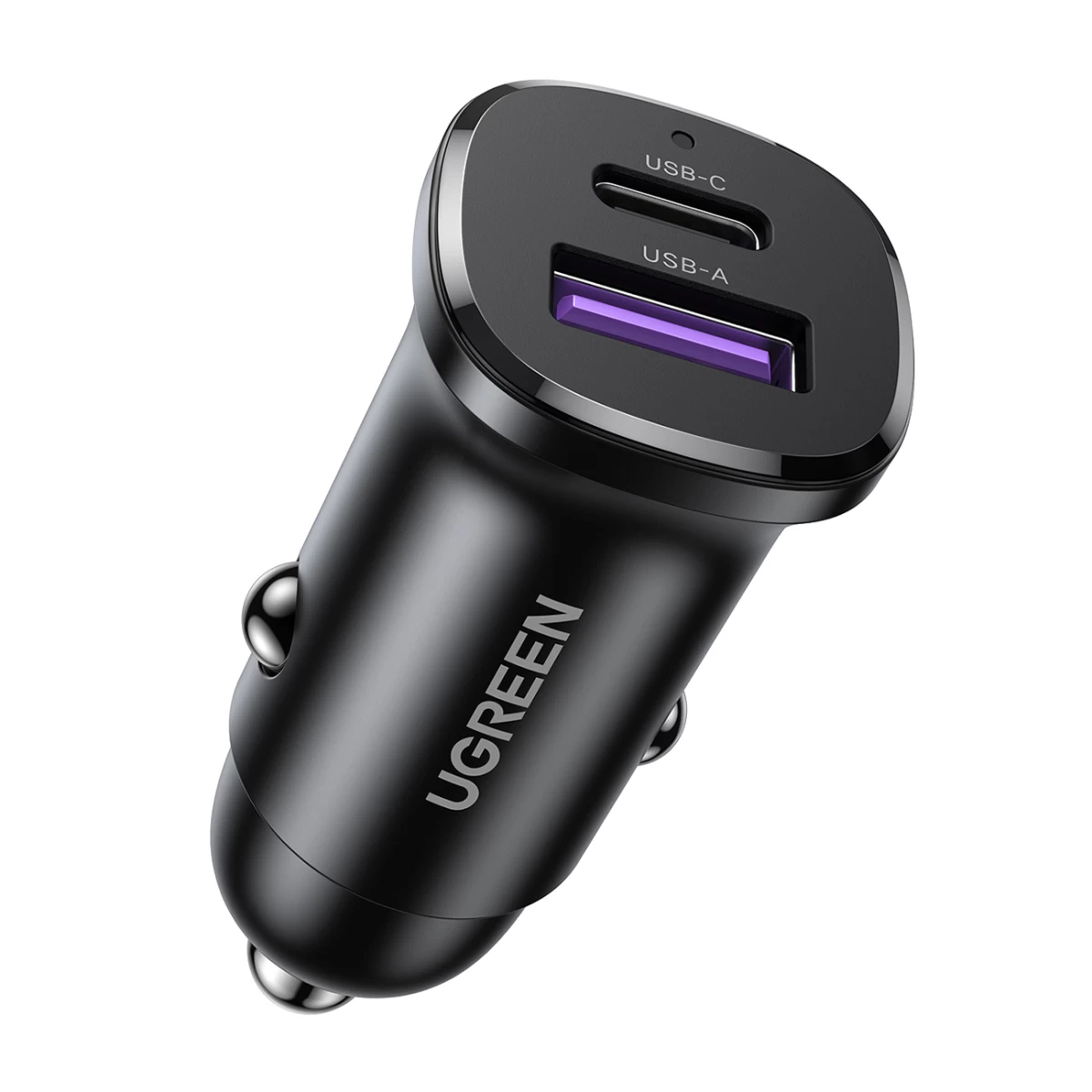 Usb-c Usb-a 30 W Automobilinis įkroviklis - Juodas