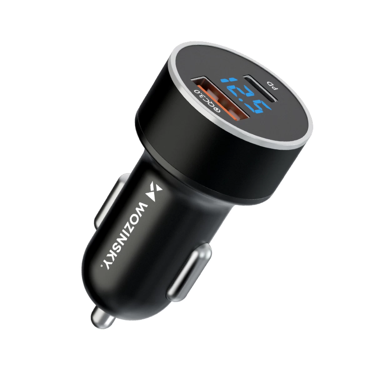 Usb-c Usb-a Cigarečių žiebtuvėlio Automobilinis įkroviklis 36w Juodas