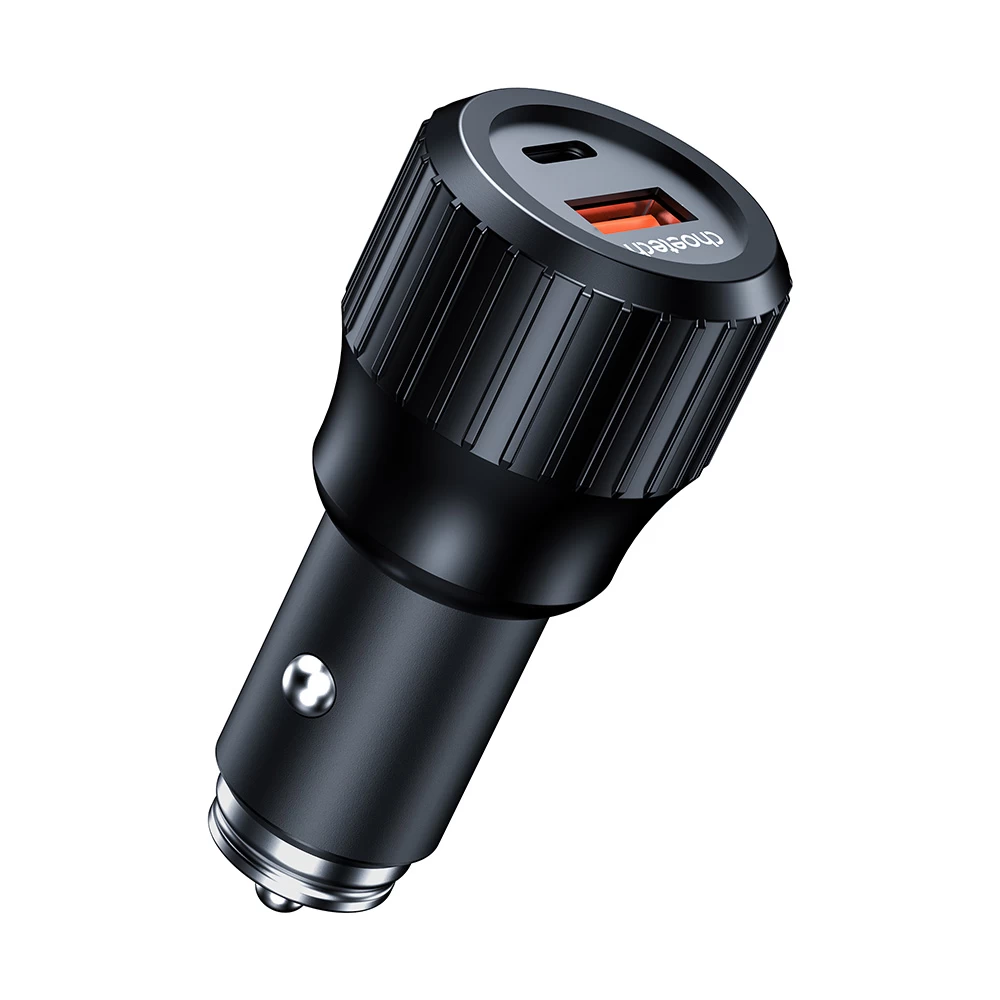 Usb-c Usb-a Pd Automobilinis įkroviklis 63w, Juodas