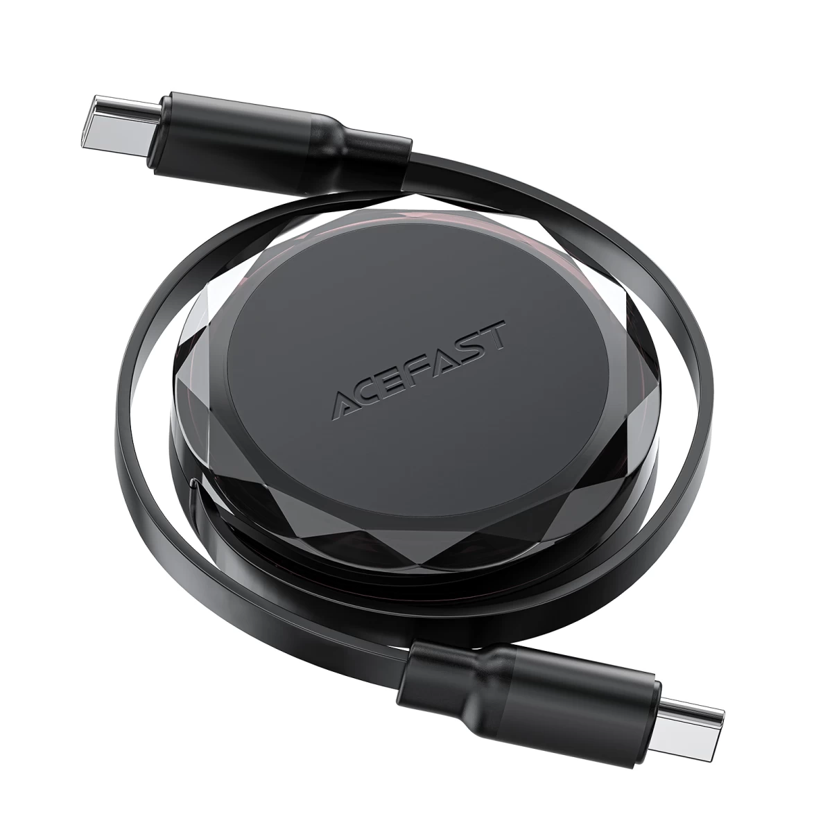 Usb-c - Usb-c Ištraukiamasis Kabelis Su 60 W Organizatoriumi - Juodas