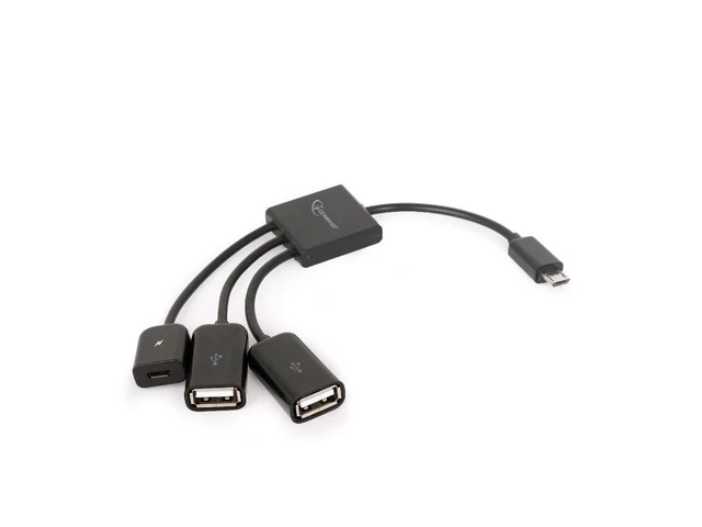 USB Cable OTG Micro USB BM-&gt;2xUSB-AF+Micro BF 1