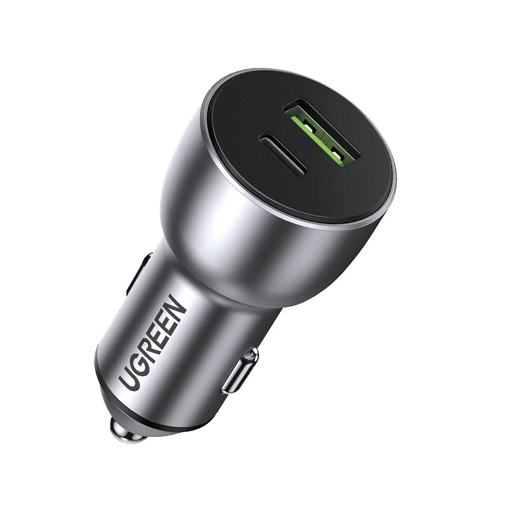 Usb Ir Usb-c Qc 3.0 Pd Automobilinis įkroviklis 36w 3a Pilkos Spalvos