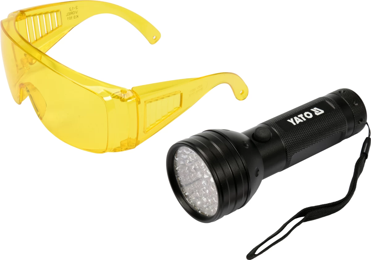 UV žibintuvėlis ir akiniai kondicionavimo sistemos nuotėkio aptikimui | UV 21 LED (YT-08581) UV žibintuvėlis ir akiniai kondicionavimo sistemos nuotėkio aptikimui | UV 21 LED (YT-08581)