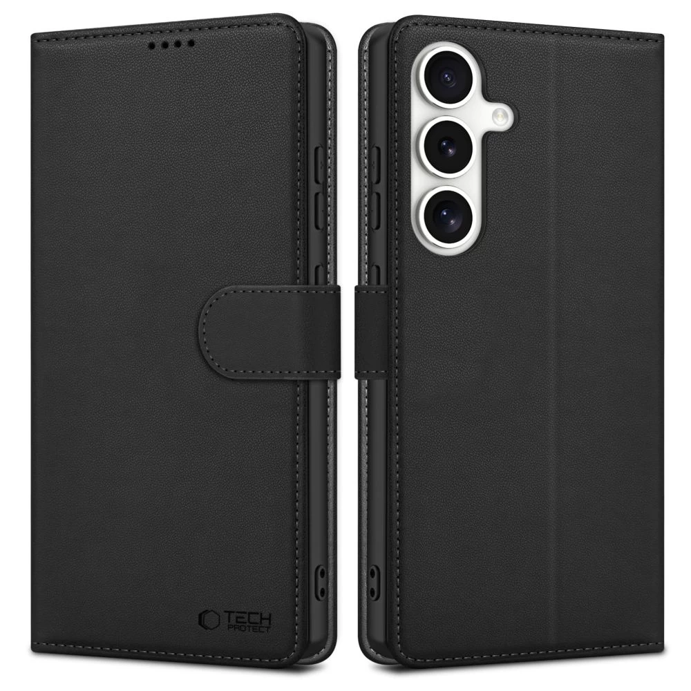 Uždaromas Ekologiškos Odos Dėklas samsung Galaxy S25 Fe Wallet - Juodas