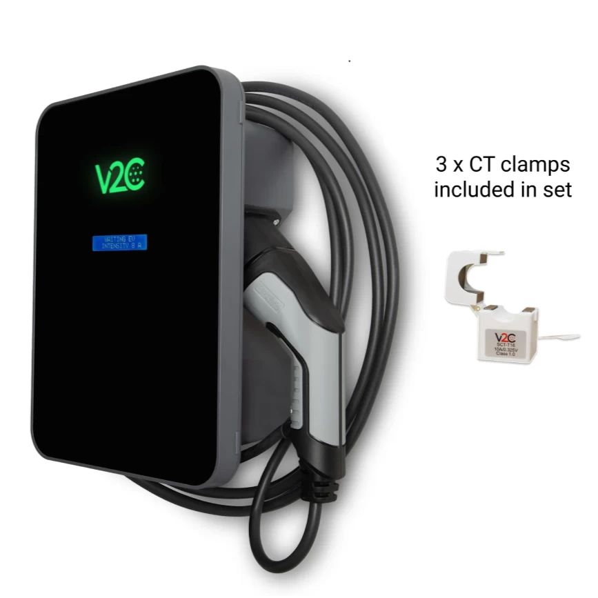 V2C Trydan krovimo stotelė 11 kW su ekranu, 3 fazių, Type 2 5m ilgio laidas, dinaminis balansavimas