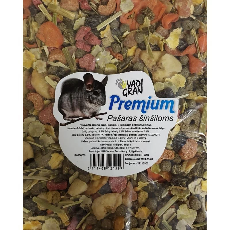 VADIGRAN PREMIUM pašaras ŠINŠILOMS 0.5kg, 150200/05