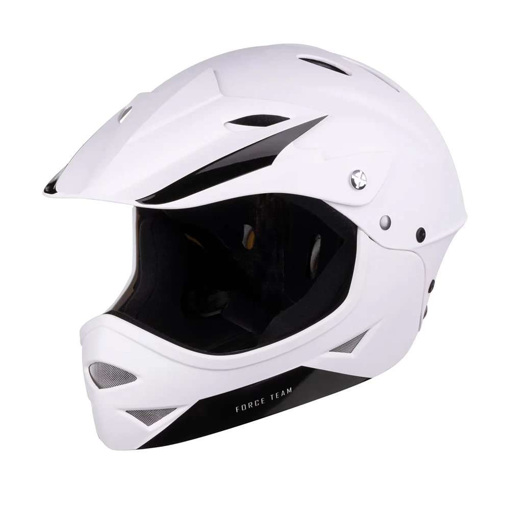 Vaikiškas šalmas FORCE DOWNHILL Junior // dydis S-M (54-58 cm) (balta)