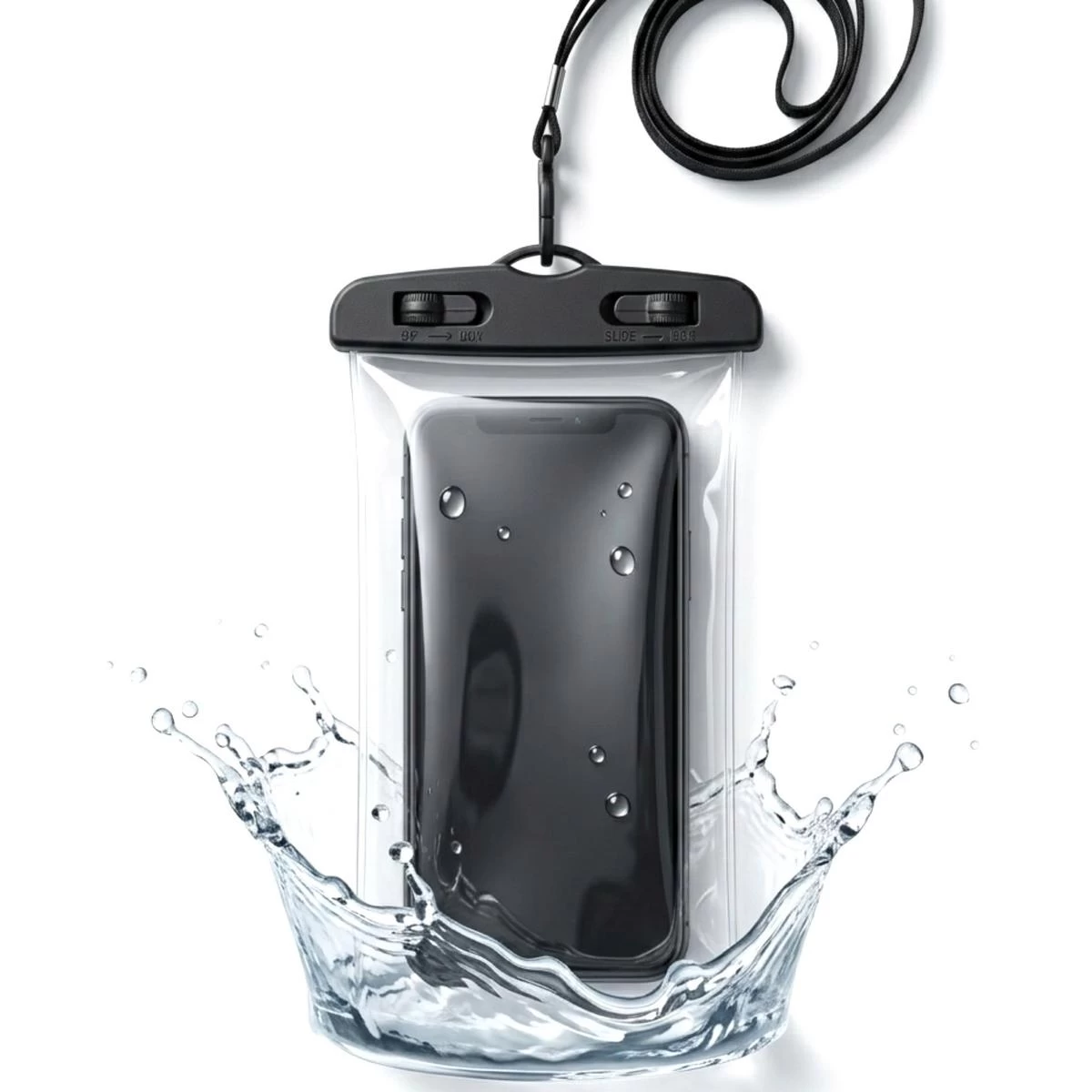 Vandeniui Atsparus Telefono Dėklas 11x21cm Pvc Juodas Grundig