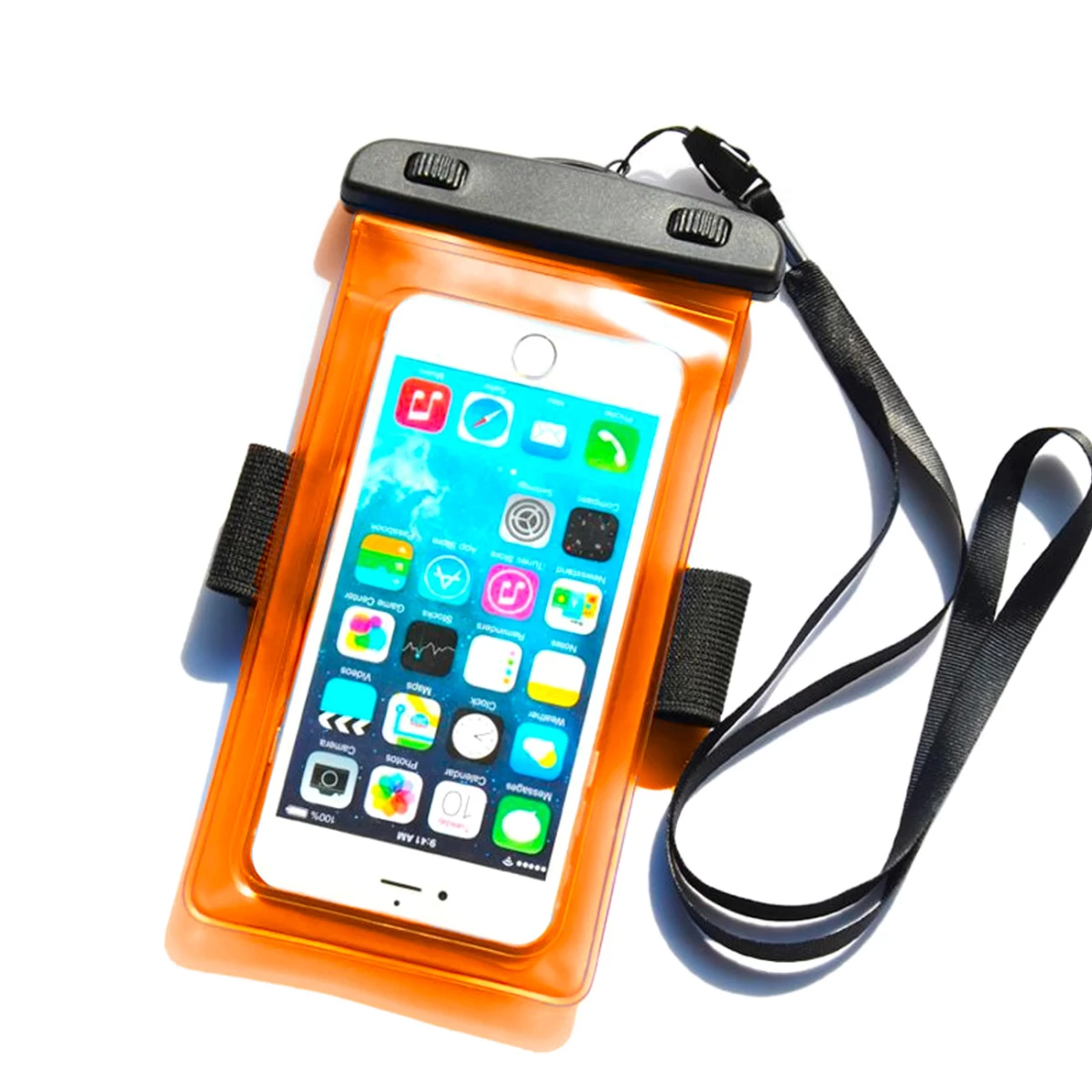 Vandeniui Atsparus Telefono Dėklas Su Pvc Apyranke - Oranžinis
