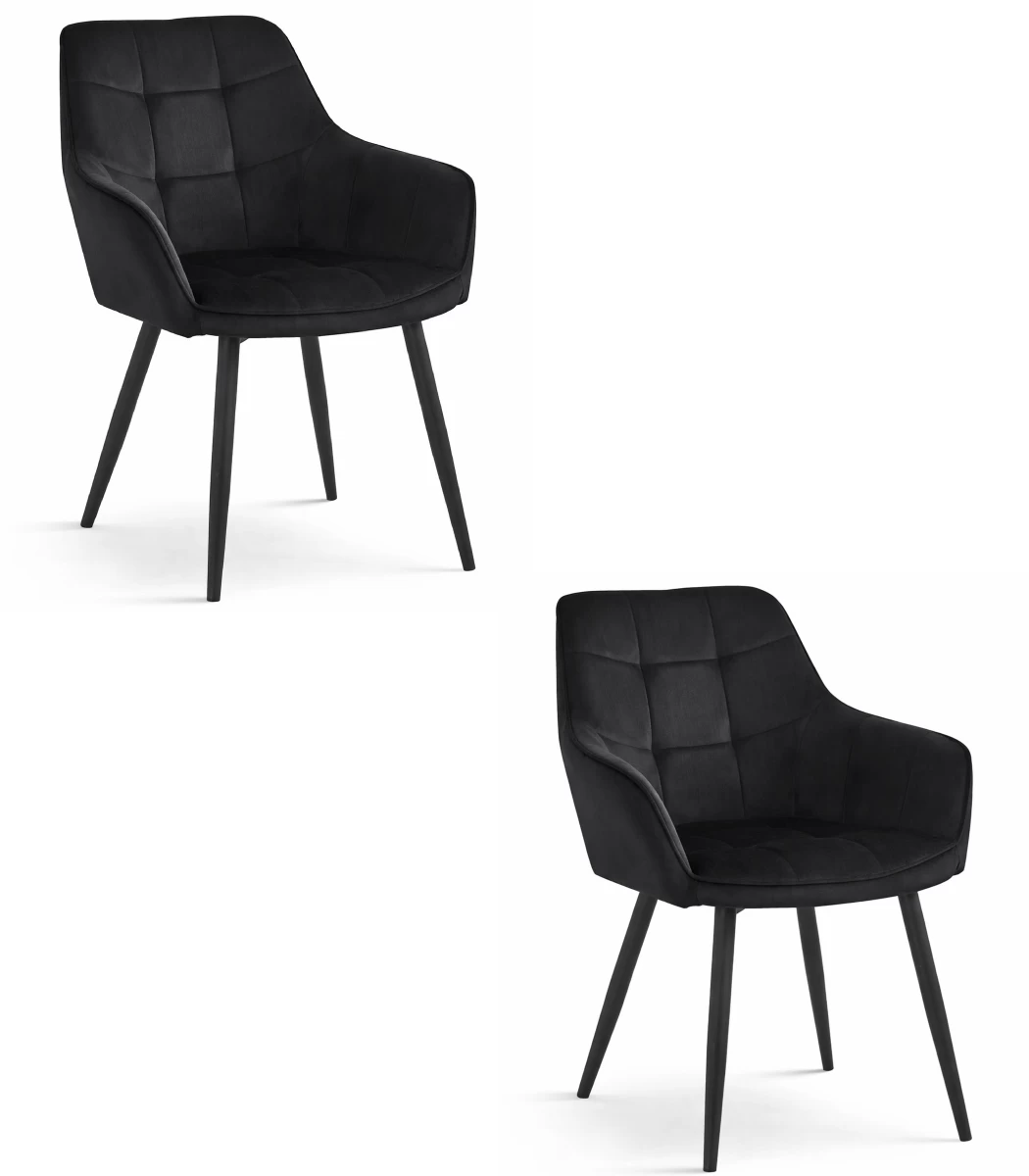 Varsi Kėdė - Juodas Aksomas / Juodos Kojos X 2