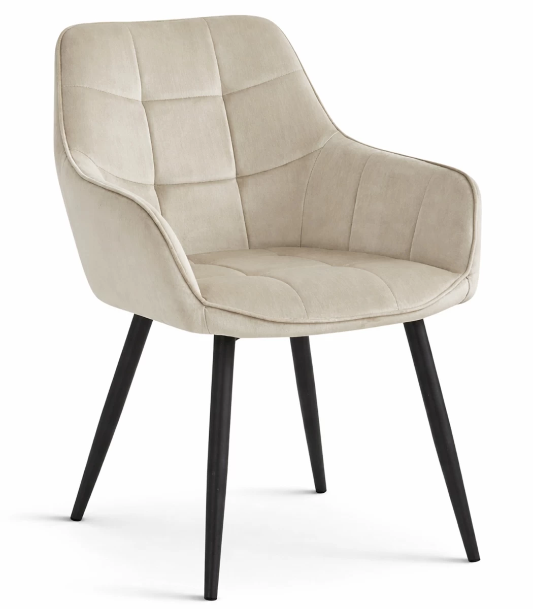 Varsi Kėdė - Smėlio Spalvos Aksomas / Juodos Kojos X 1