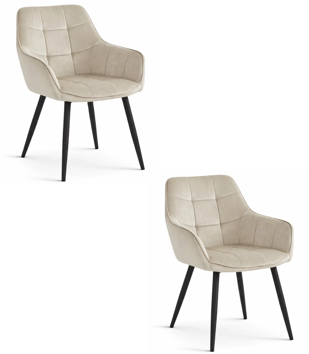 Varsi Kėdė - Smėlio Spalvos Aksomas / Juodos Kojos X 2