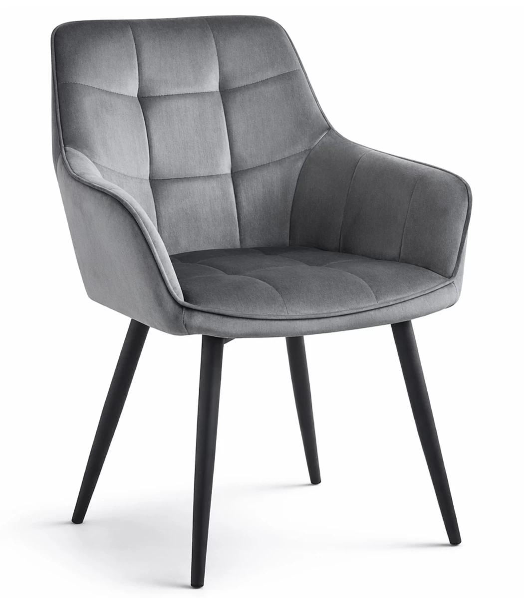 Varsi Kėdė - Tamsiai Pilkas Aksomas / Juodos Kojos X 1