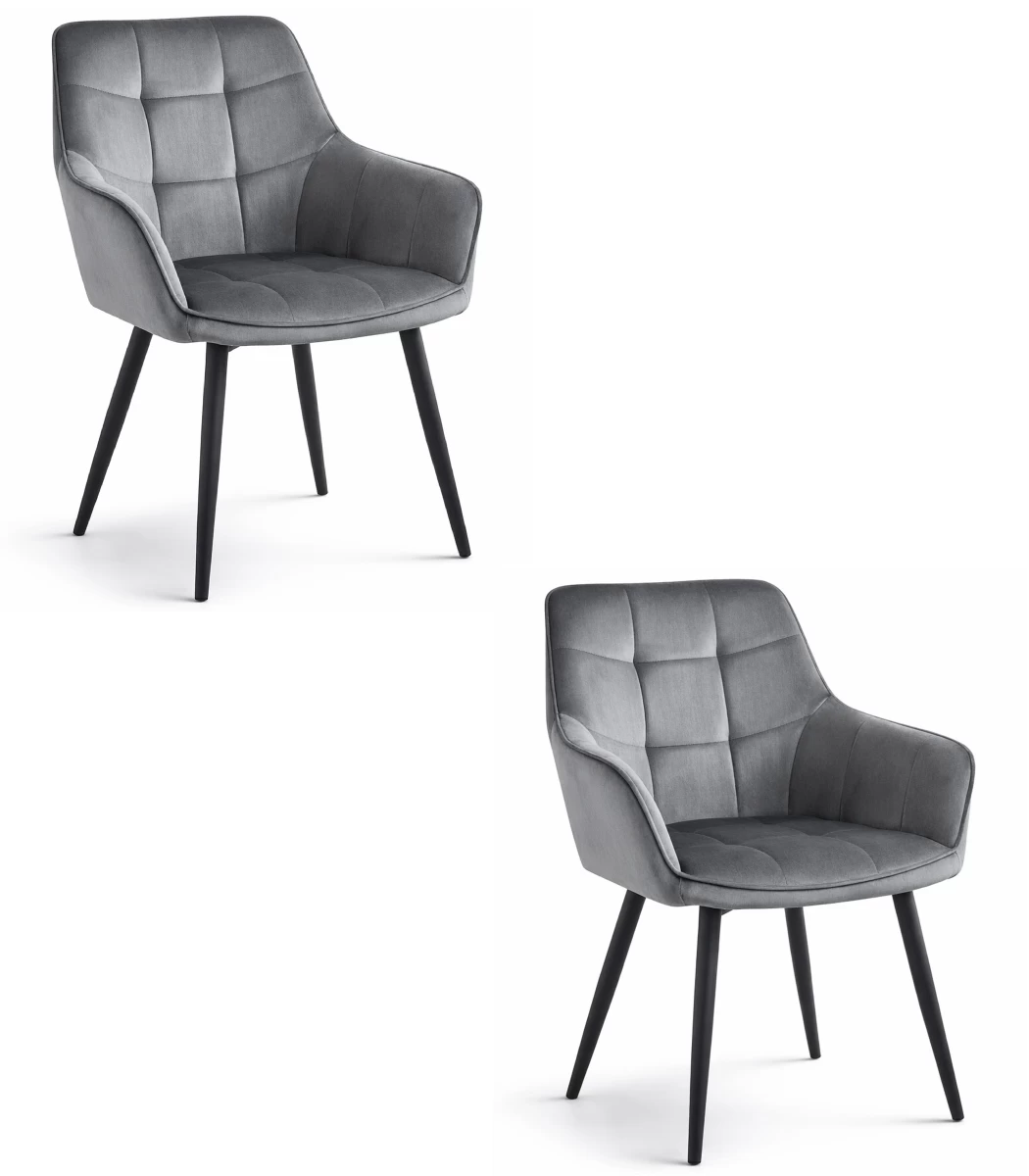 Varsi Kėdė - Tamsiai Pilkas Aksomas / Juodos Kojos X 2