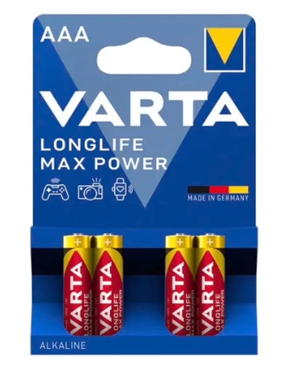 Varta, Longlife Max Power, Baterijos, 4 Vnt. (vokietijos Produktas).