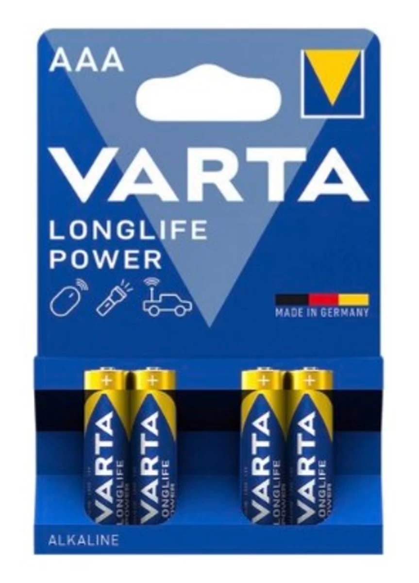 Varta Power Aaa/r03 Baterijos, 4 Pakuotės (vokietijos Produktas).