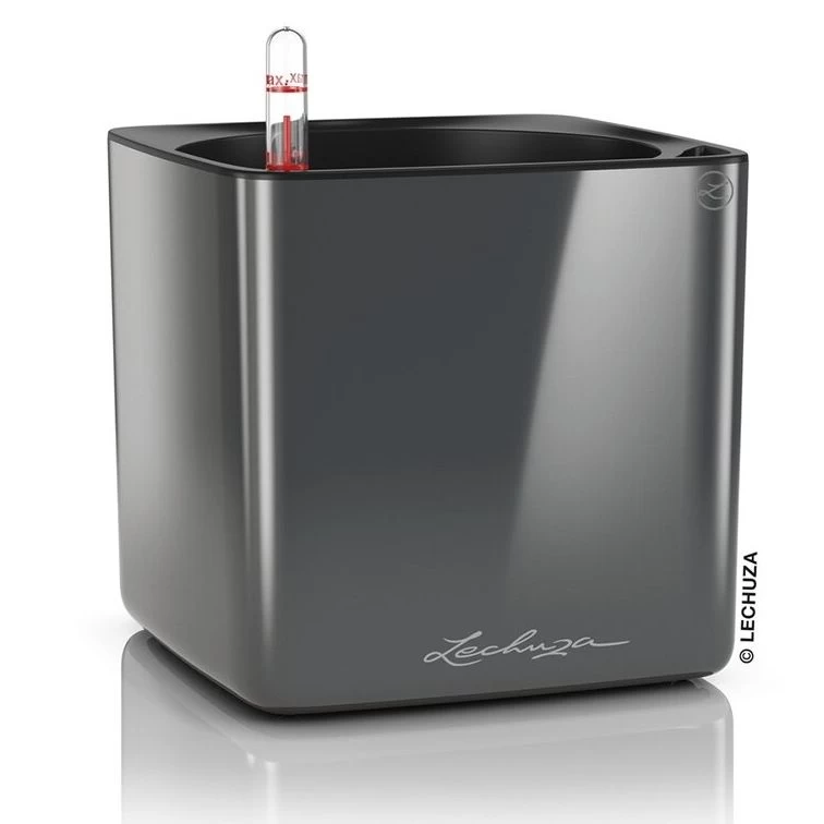 Vazonas Lechuza CUBE GLOSSY 16, antracite, 13521