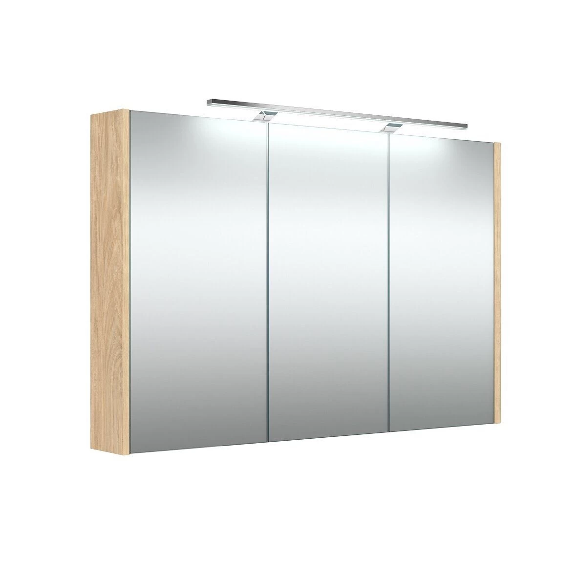Veidrodinė spintelė su apšvietimu Raguvos Baldai, LED, IP44, šviesus ąžuolas, 100 cm, 1402735