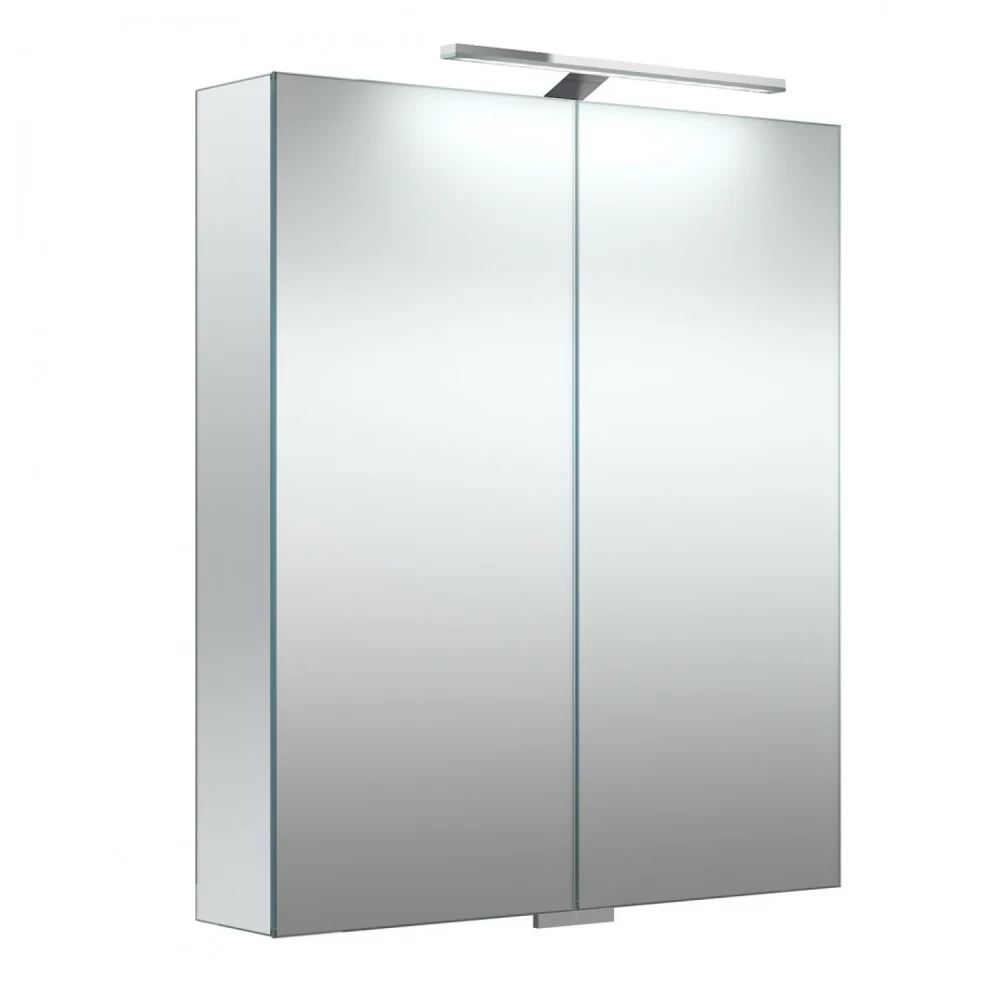 Veidrodinė spintelė su dvigubo veidrodžio durelėmis Raguvos Baldai 2102300, LED apšvietimu, IP44, 60 cm