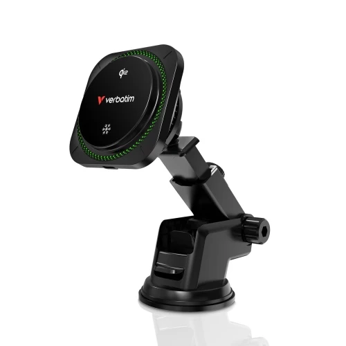 Verbatim 31860 Charge 'n' Drive Qi2 Magnetinis belaidis automobilinis įkroviklis, RGB, Juoda