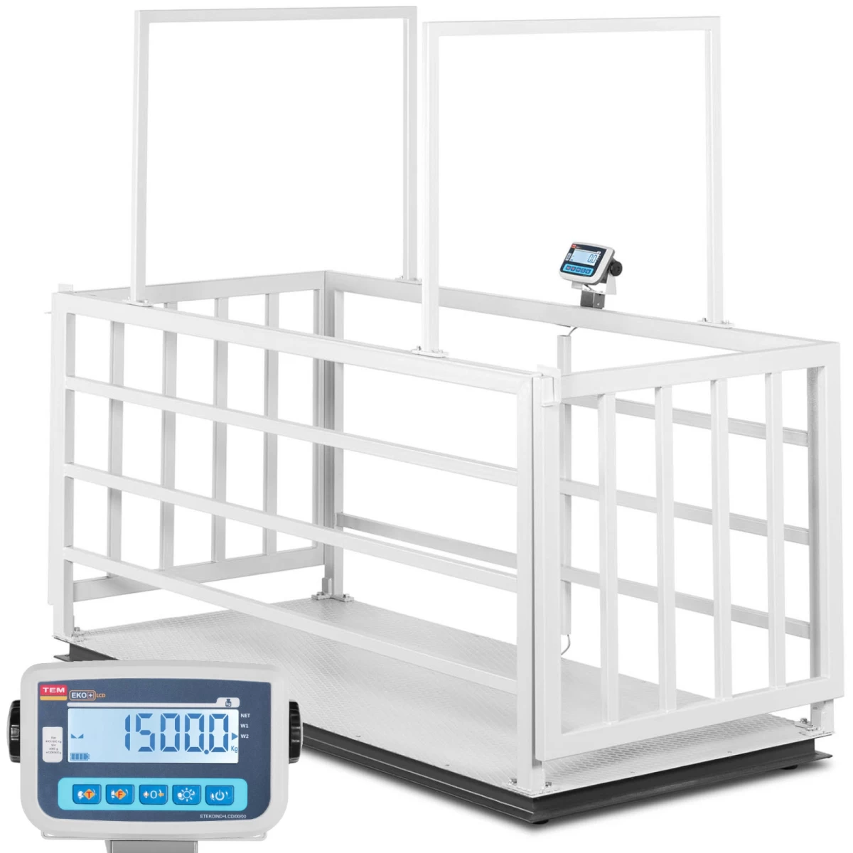 Veterinarinės Platforminės Gyvulių Svarstyklės Su Gyvūnų Narvu 1500/0,5 Kg 110x240 Cm Lcd Veterinarinės Platforminės Gyvulių Svarstyklės Su Gyvūnų Narvu 1500/0,5 Kg 110x240 Cm Lcd