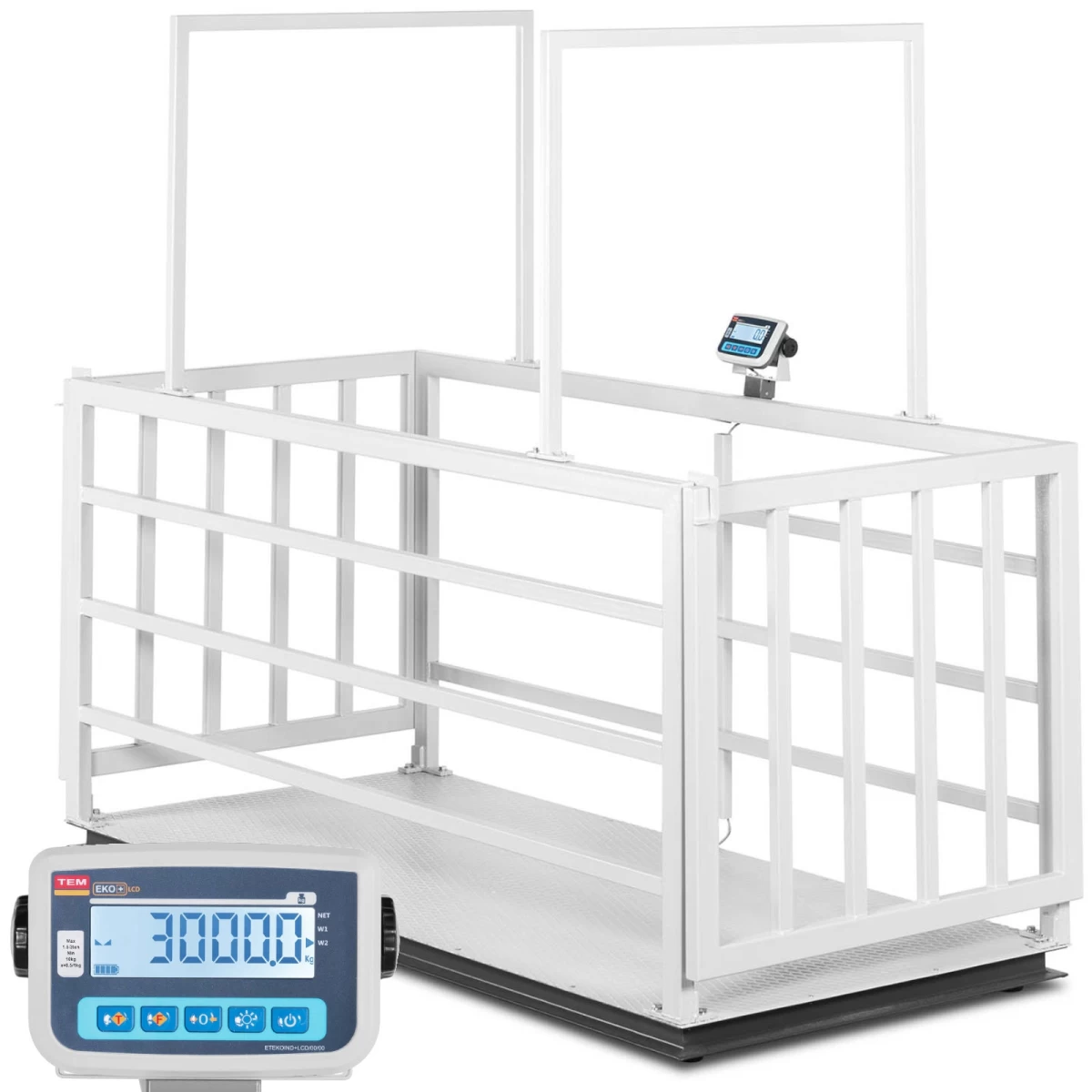 Veterinarinės Platforminės Gyvulių Svarstyklės Su Gyvūnų Narvu 3000/1 Kg 110x240 Cm Lcd Veterinarinės Platforminės Gyvulių Svarstyklės Su Gyvūnų Narvu 3000/1 Kg 110x240 Cm Lcd