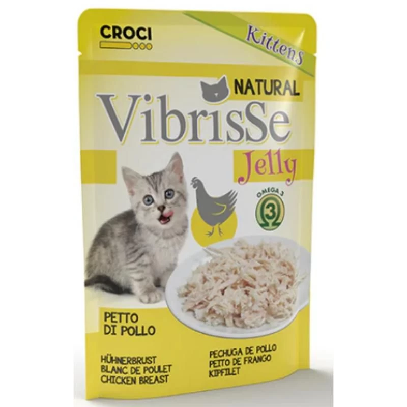 VIBRISSE konservai kačiukams vištienos krūtinėlė želatinoje 70g 18vnt, C1018991