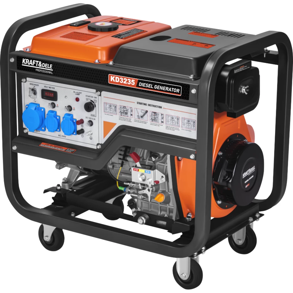 Vienfazis dyzelinis elektros generatorius 8kW Kraft&amp;Dele, KD3235