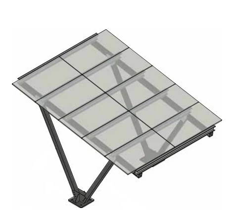 Vienvietė automobilio stoginė skirta montavimui su saulės moduliais, El-Sun