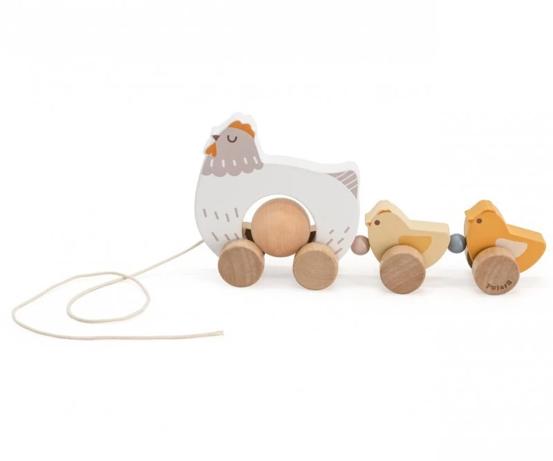 Viga 44285 Polarb Medinis Traukiamas žaislas - Viščiukas Su Viščiukais