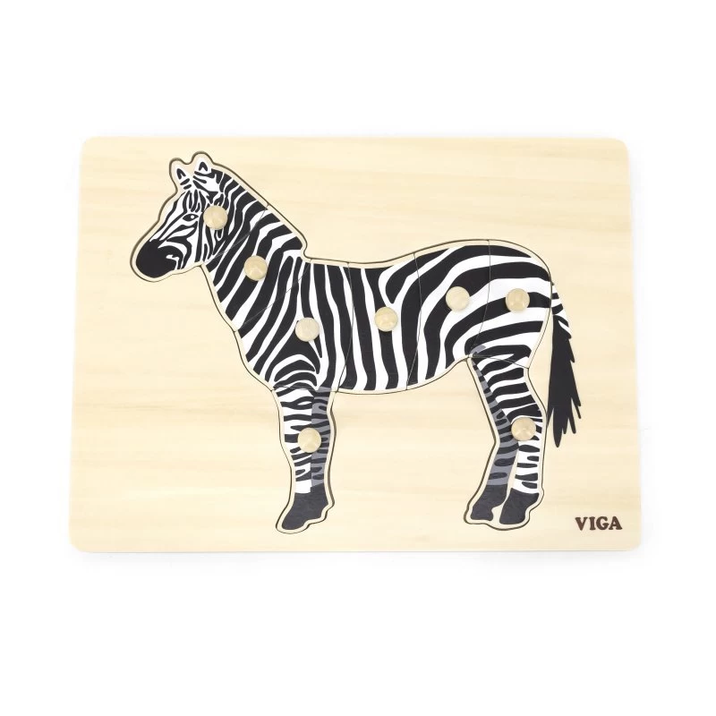 Viga 44603 Dėlionė Ant Kaladėlės Su Rankenėlėmis - Zebra