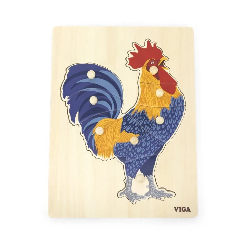 Viga 44610 Dėlionė Ant Kaladėlės Su Rankenėlėmis - Gaidys