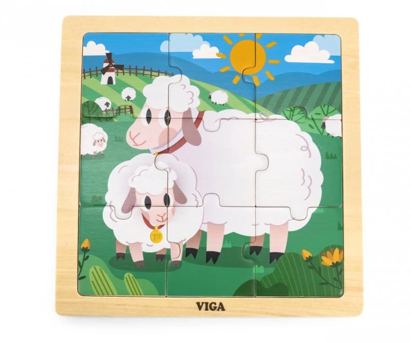 Viga 44622 Dėlionė Ant Kaladėlės Iš 9 Elementų - Avelė