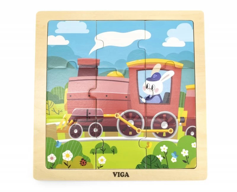 Viga 44631 Dėlionė Ant Kaladėlės Iš 9 Elementų - Traukinys