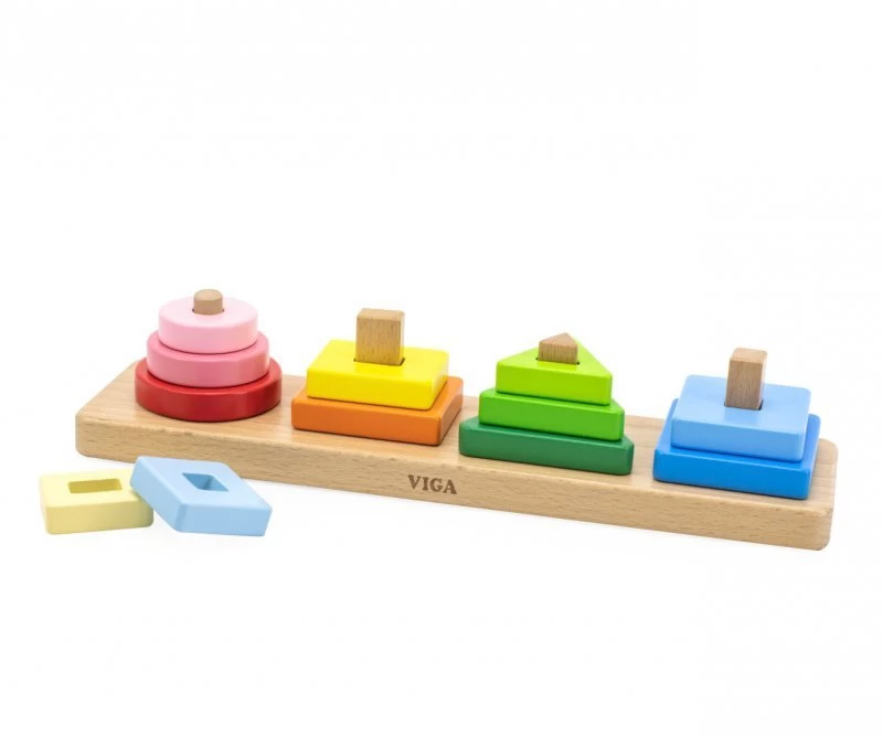 Viga 44686 Viga Kaladėlės Su Formų Rūšiuokle - Geometrinės Figūros - Piramidės