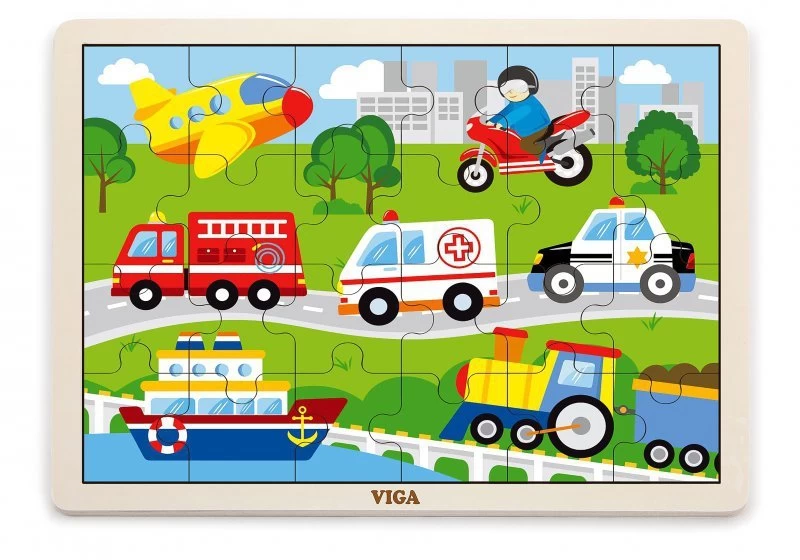 Viga 51462 Dėlionė Ant Kaladėlės 24 Elementai - Transporto Priemonės Mieste