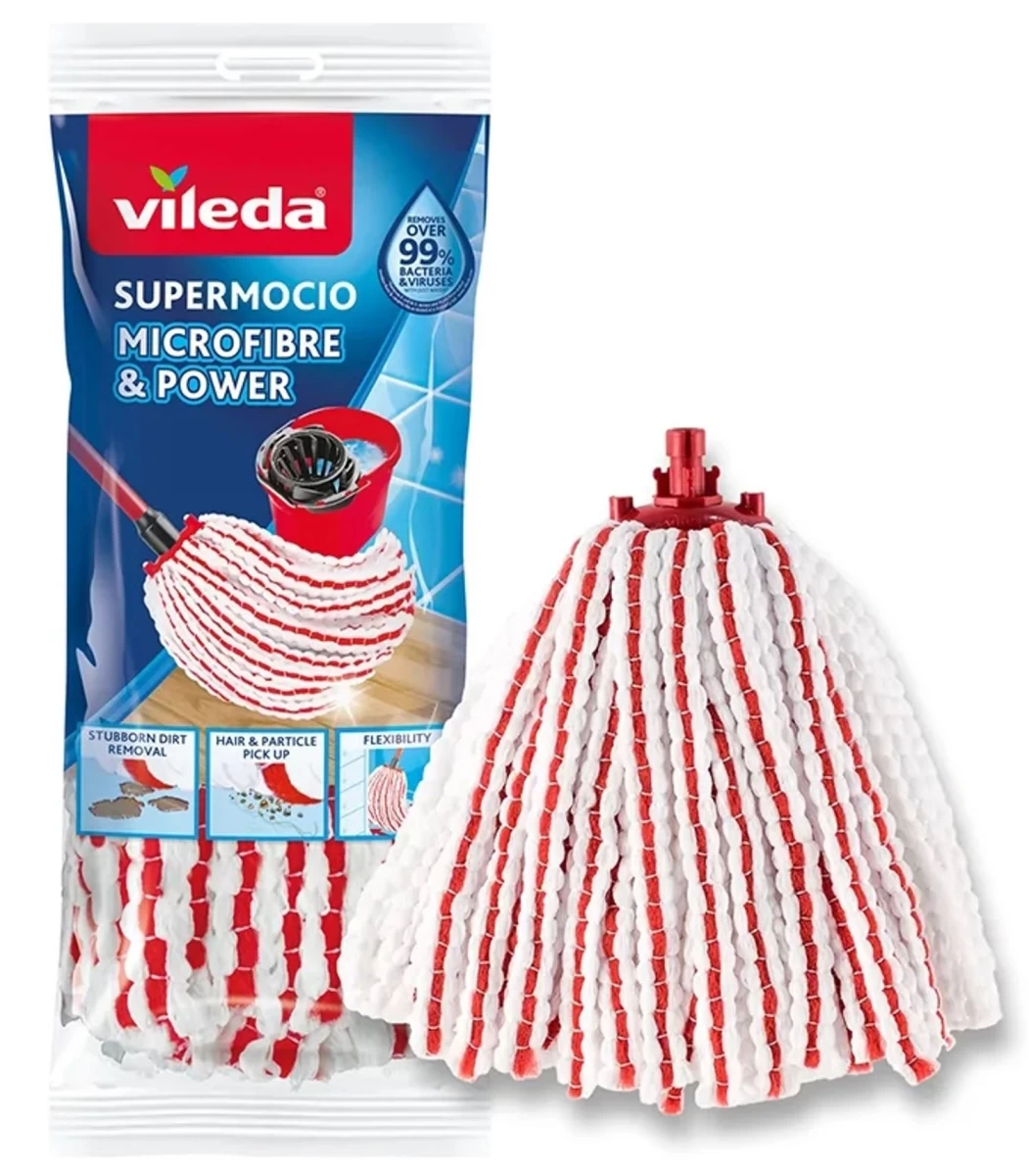 vileda, supermocio Microfibre &amp; Amp; Power Mop šluostės Užpildas, 1 Vnt.