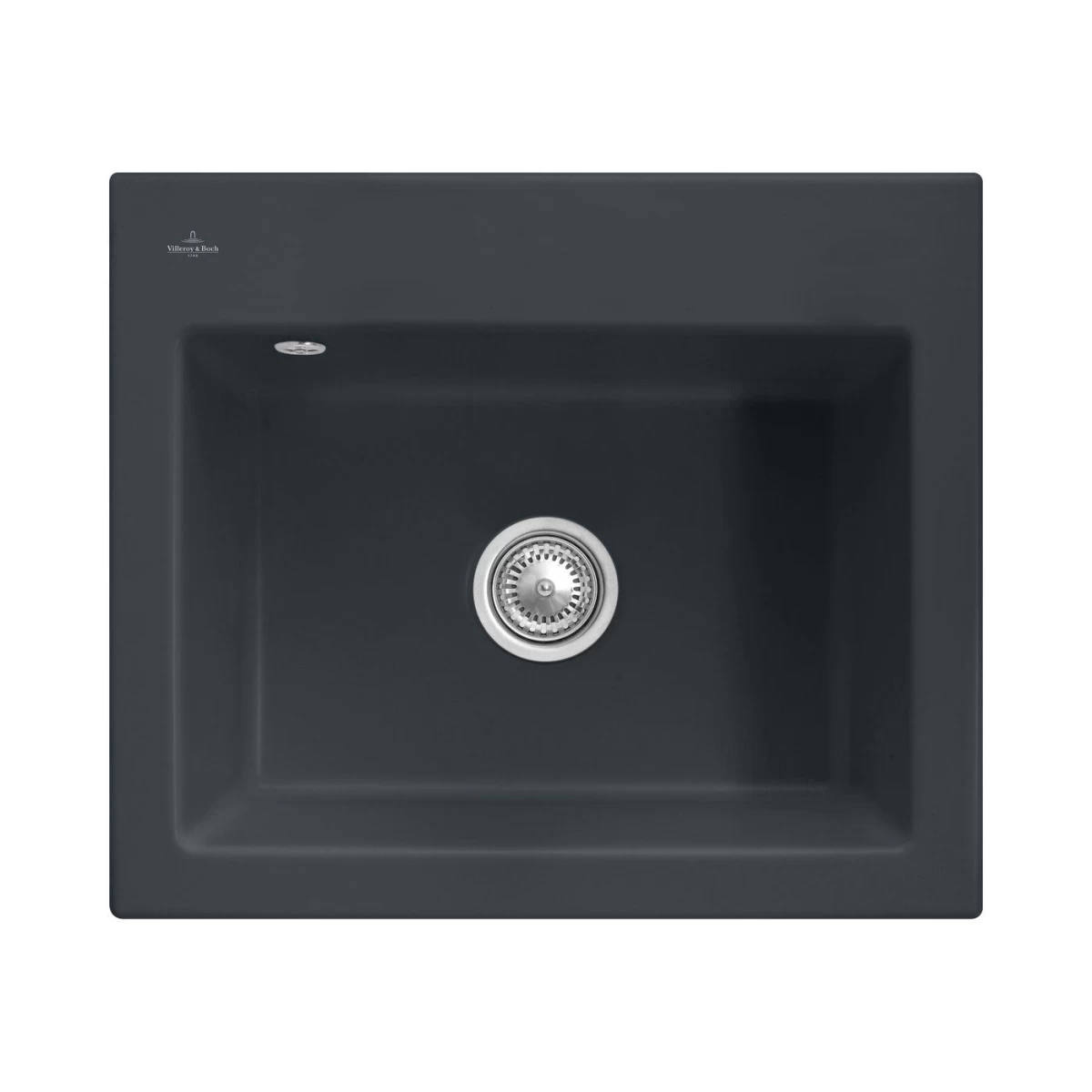 Villeroy &amp; Boch Subway 60 S Pure Black keraminė virtuvinė plautuvė, su skykle nr. 2 , 330901R7HL2