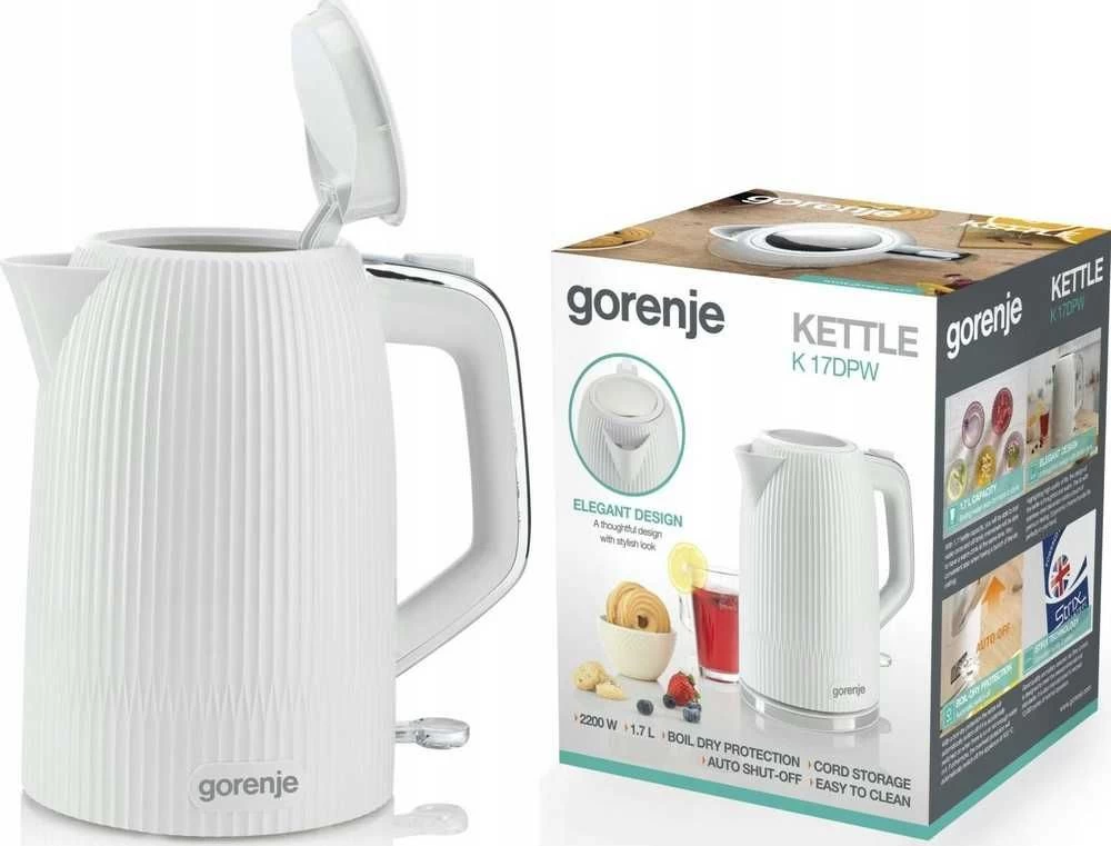 Virdulys Gorenje Kettle baltas, 2200 W., 1,7 L.,K17DPW