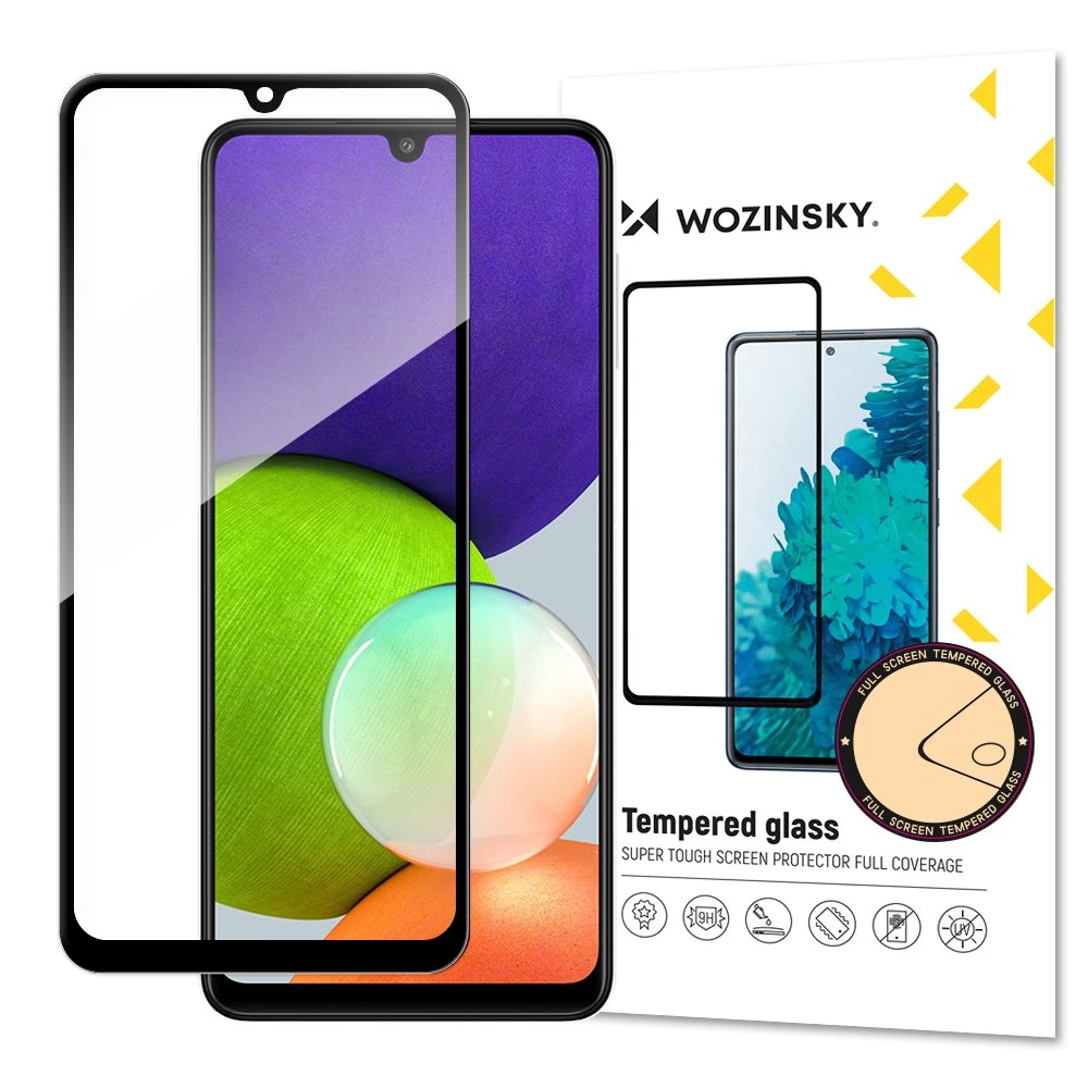 Viso Ekrano Grūdintas Stiklas Su Rėmeliu, Skirtas samsung Galaxy A22 4g Case Friendly - Juodas